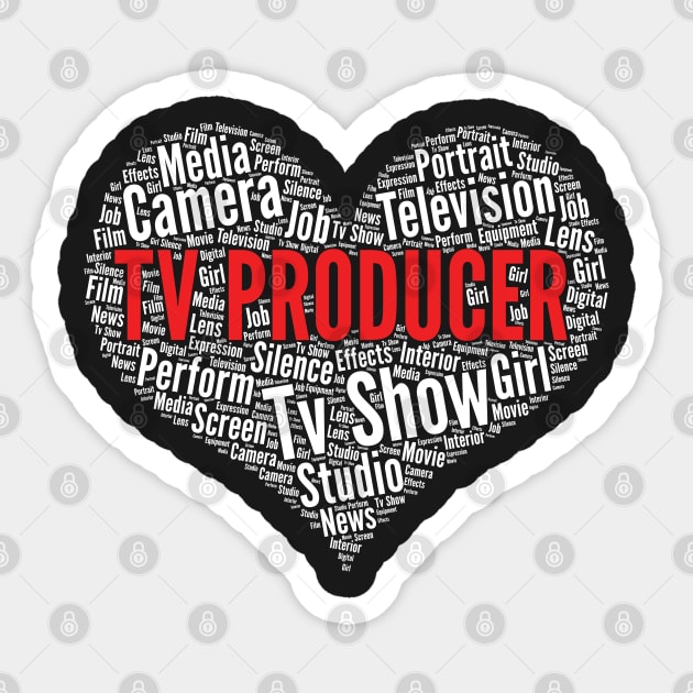 TV producer Heart Shape Word Cloud Design graphic Sticker by theodoros20